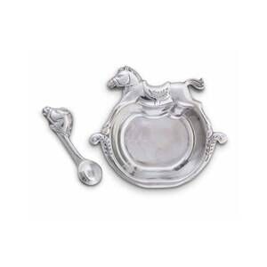 NEW ARTHUR COURT rocking horse keepsake set in silver